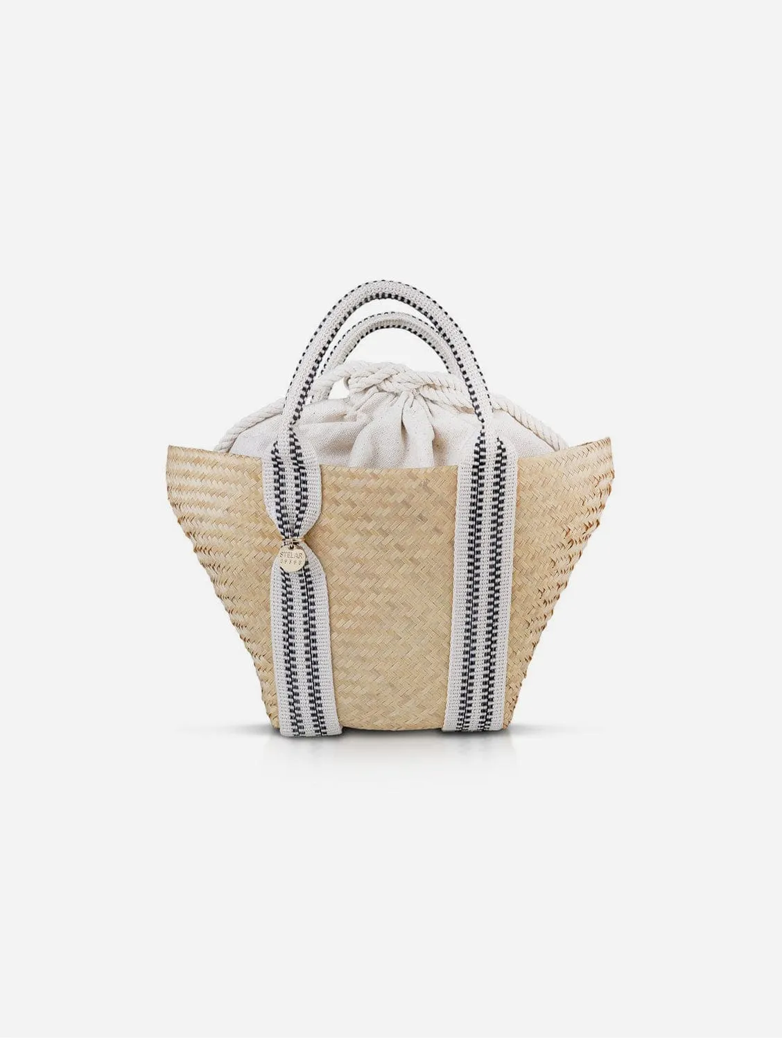 Siap Organic Bamboo Vegan Mini Tapered Handbag | Black & Cream