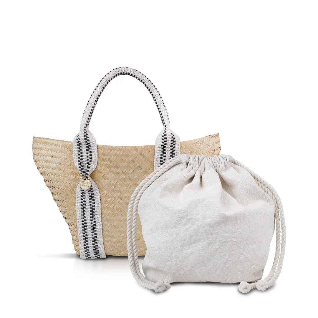 Siap Organic Bamboo Vegan Mini Tapered Handbag | Black & Cream
