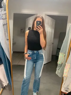 Side Blocking Panel Jeans