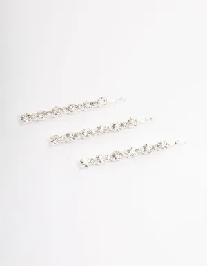 Silver Diamante Hair Pin Pack