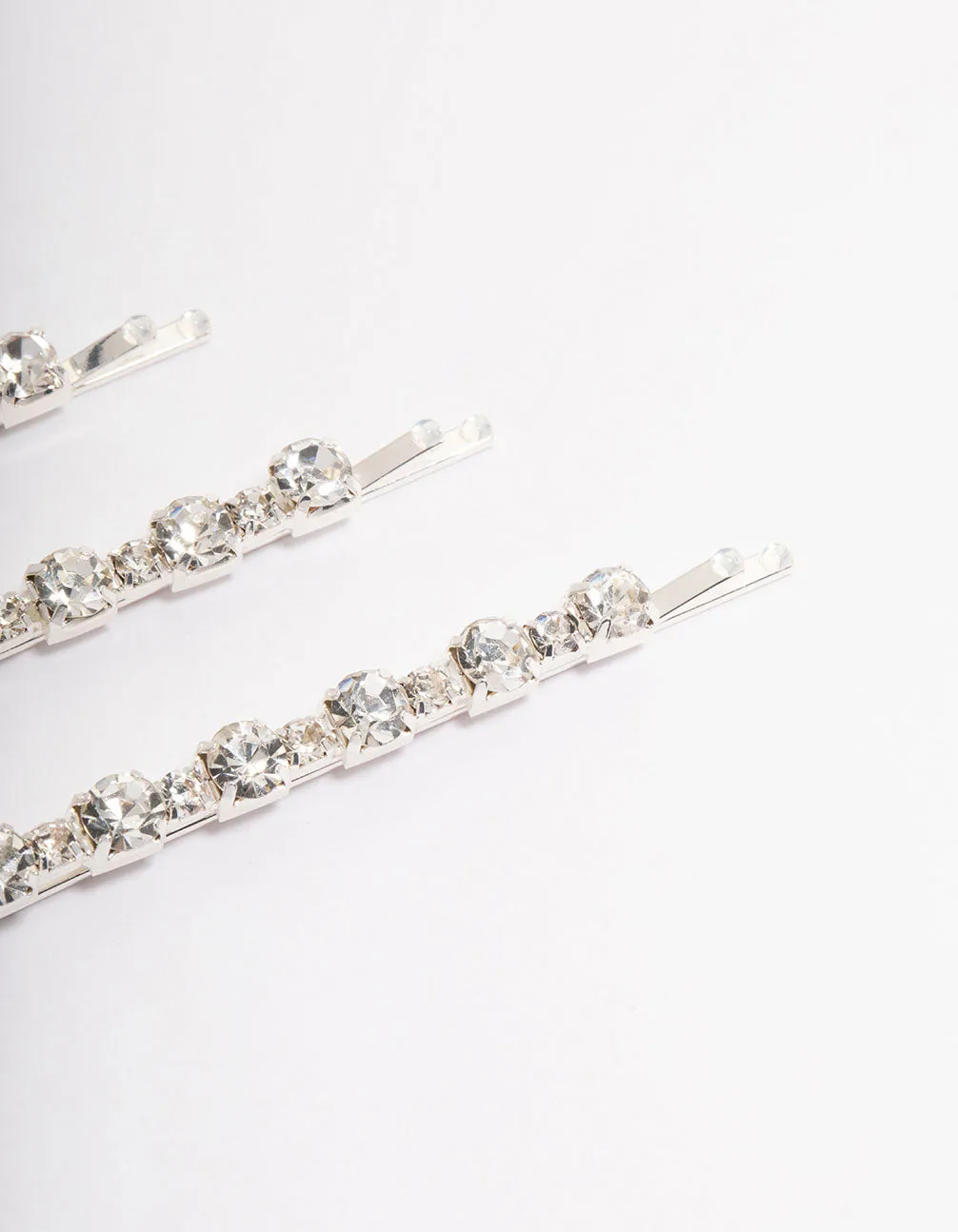 Silver Diamante Hair Pin Pack