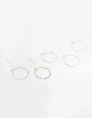 Silver Figaro & Ball Bracelets 5-Pack