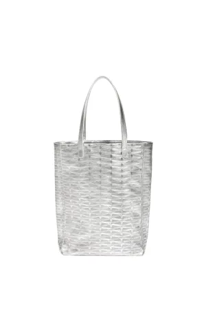 Silver Monogram Small Leather Tote