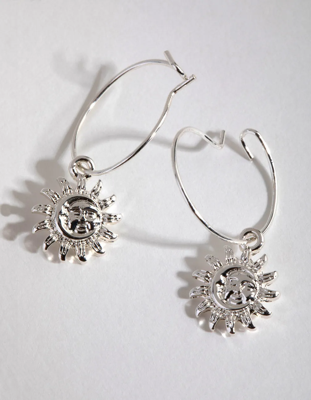 Silver Simple Sun Hoop Earrings