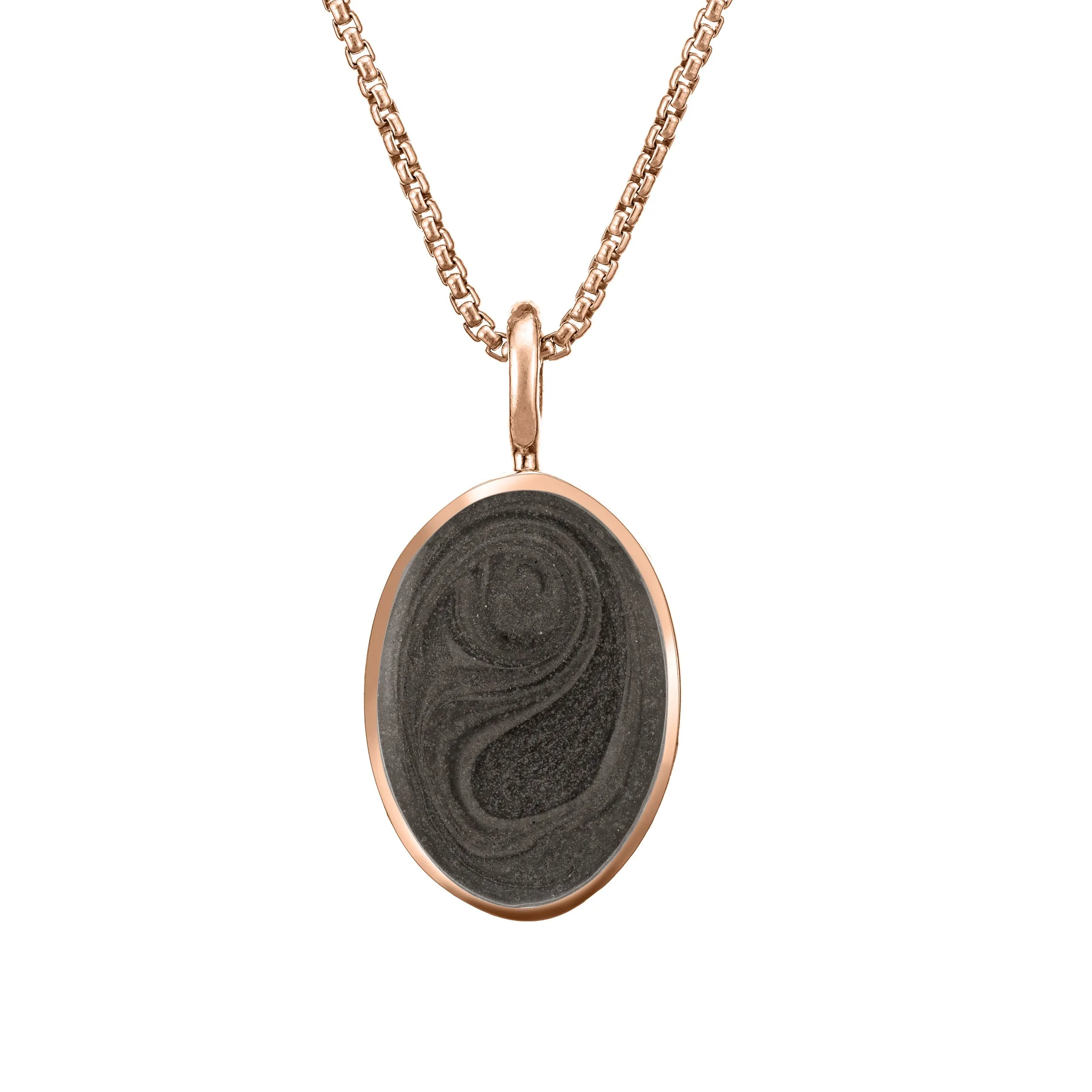 Simple Bail Oval Cremation Necklace in 14K Rose Gold