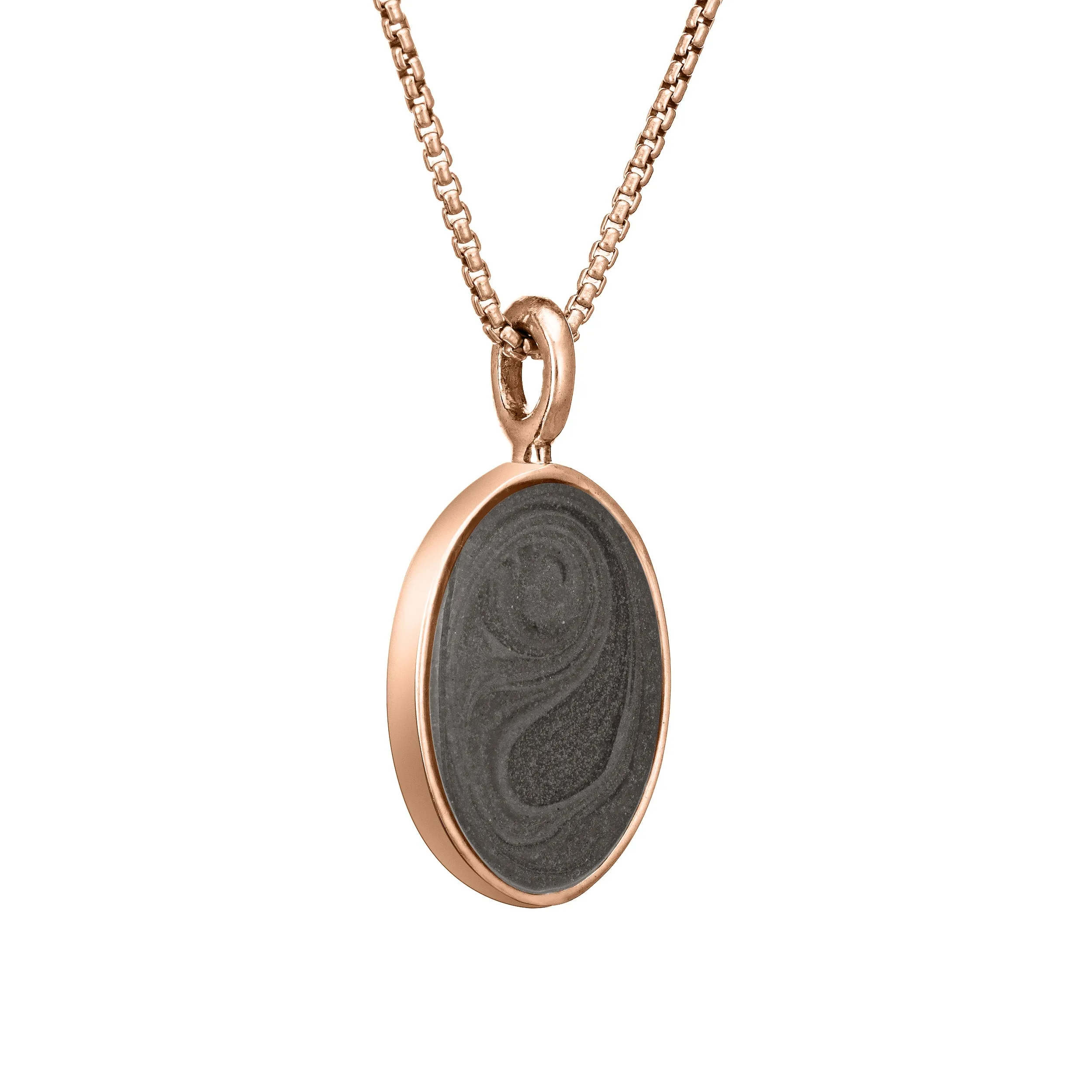 Simple Bail Oval Cremation Necklace in 14K Rose Gold