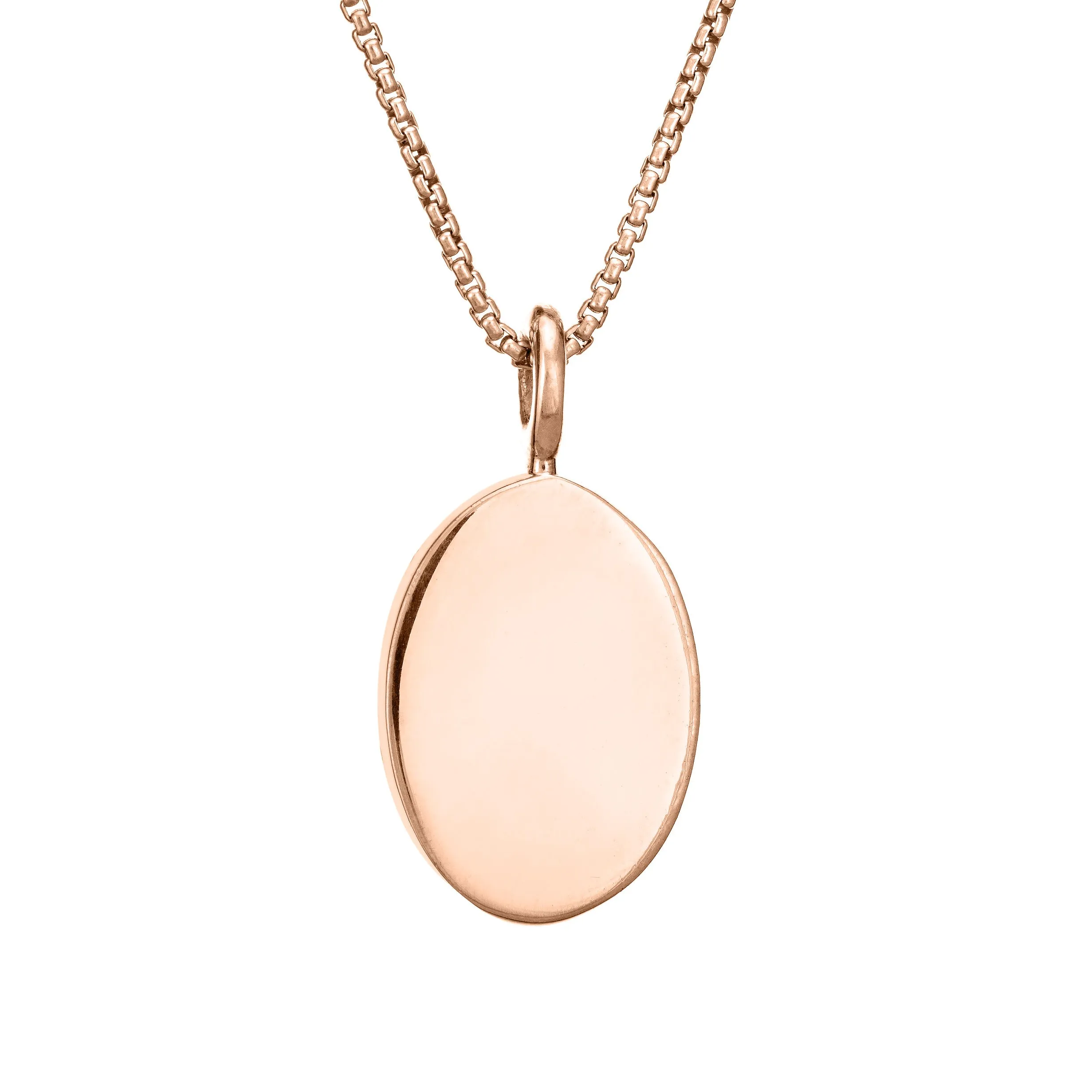 Simple Bail Oval Cremation Necklace in 14K Rose Gold