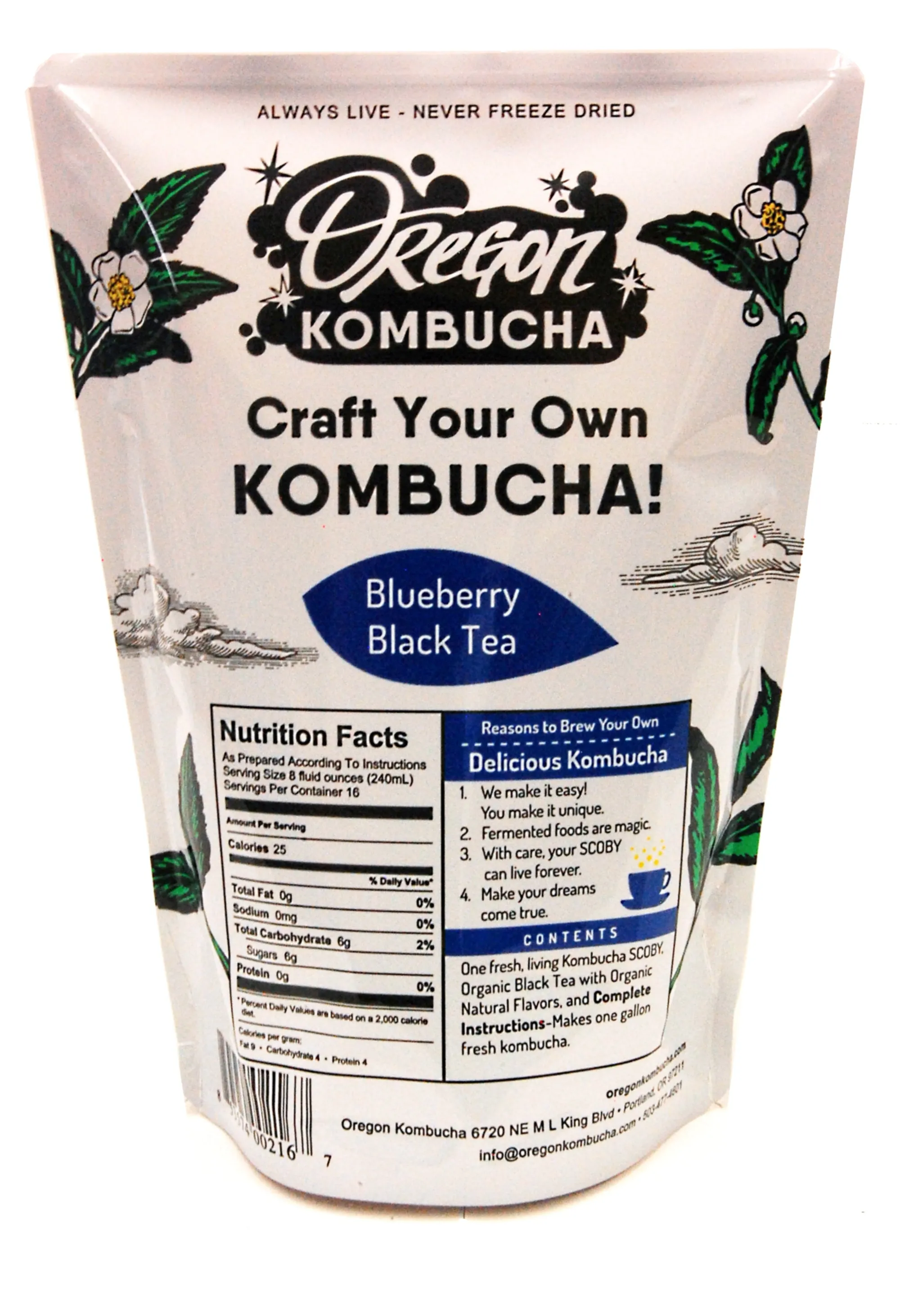Simple Blueberry Black Tea Homemade Kombucha Starter Kit with Live SCOBY