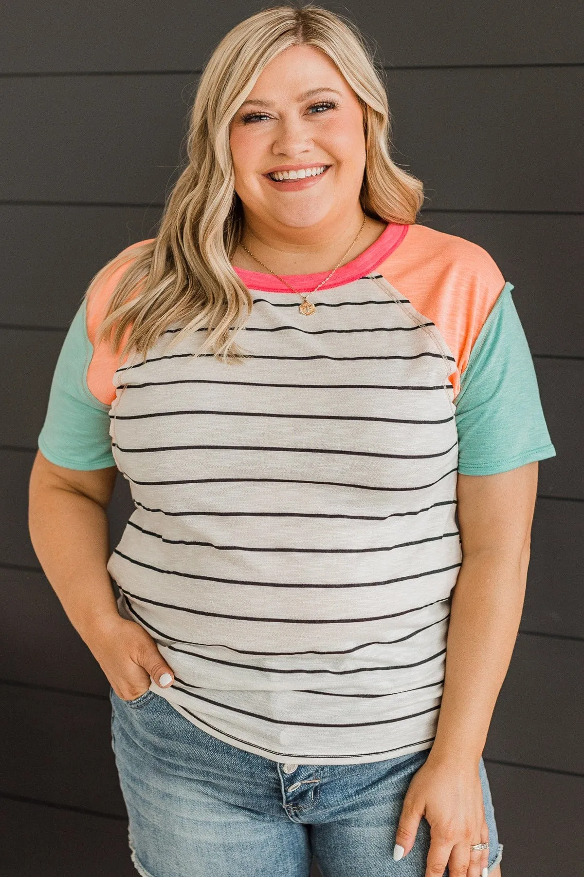 Simple Desires Color Block Top- Off-White