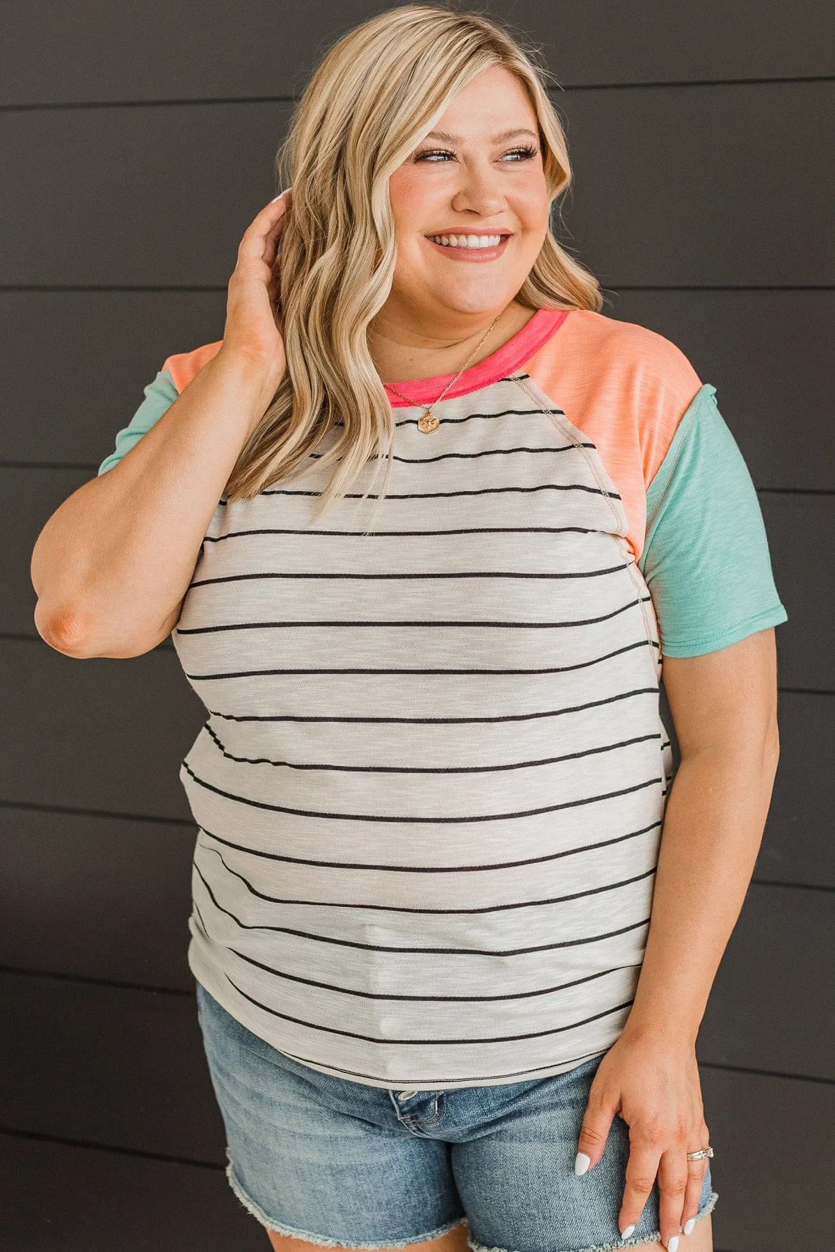 Simple Desires Color Block Top- Off-White