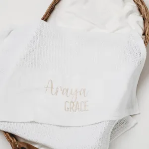 Simple Script Name Knitted Cellular Blanket