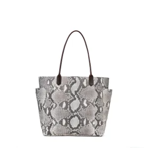 SLOUCHY POCKET TOTE NATURAL PYTHON
