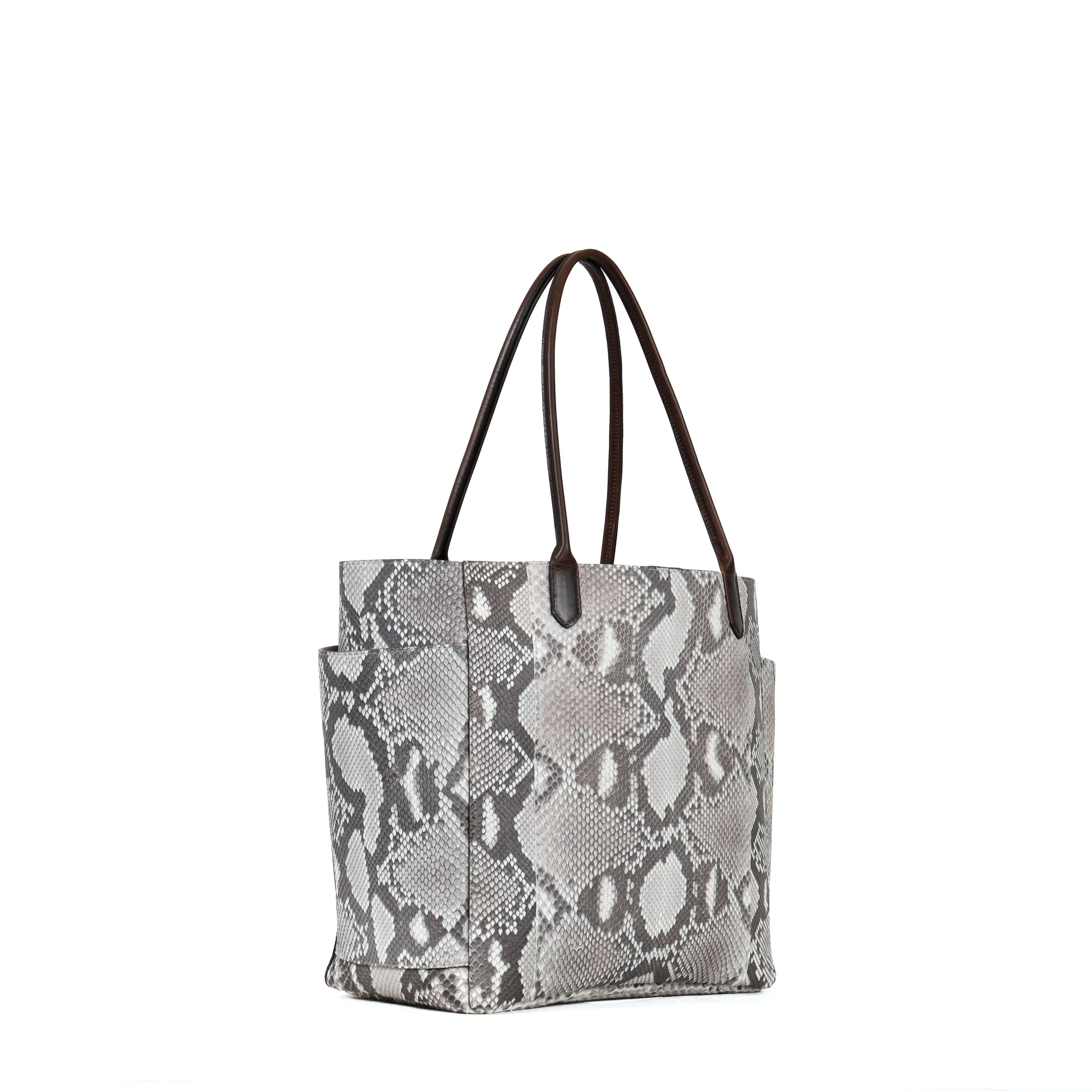 SLOUCHY POCKET TOTE NATURAL PYTHON