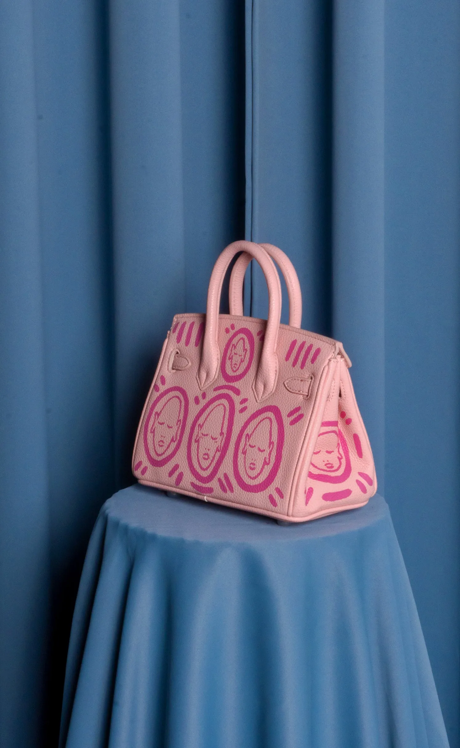 Small Painted Leather Tote, 8x4x6