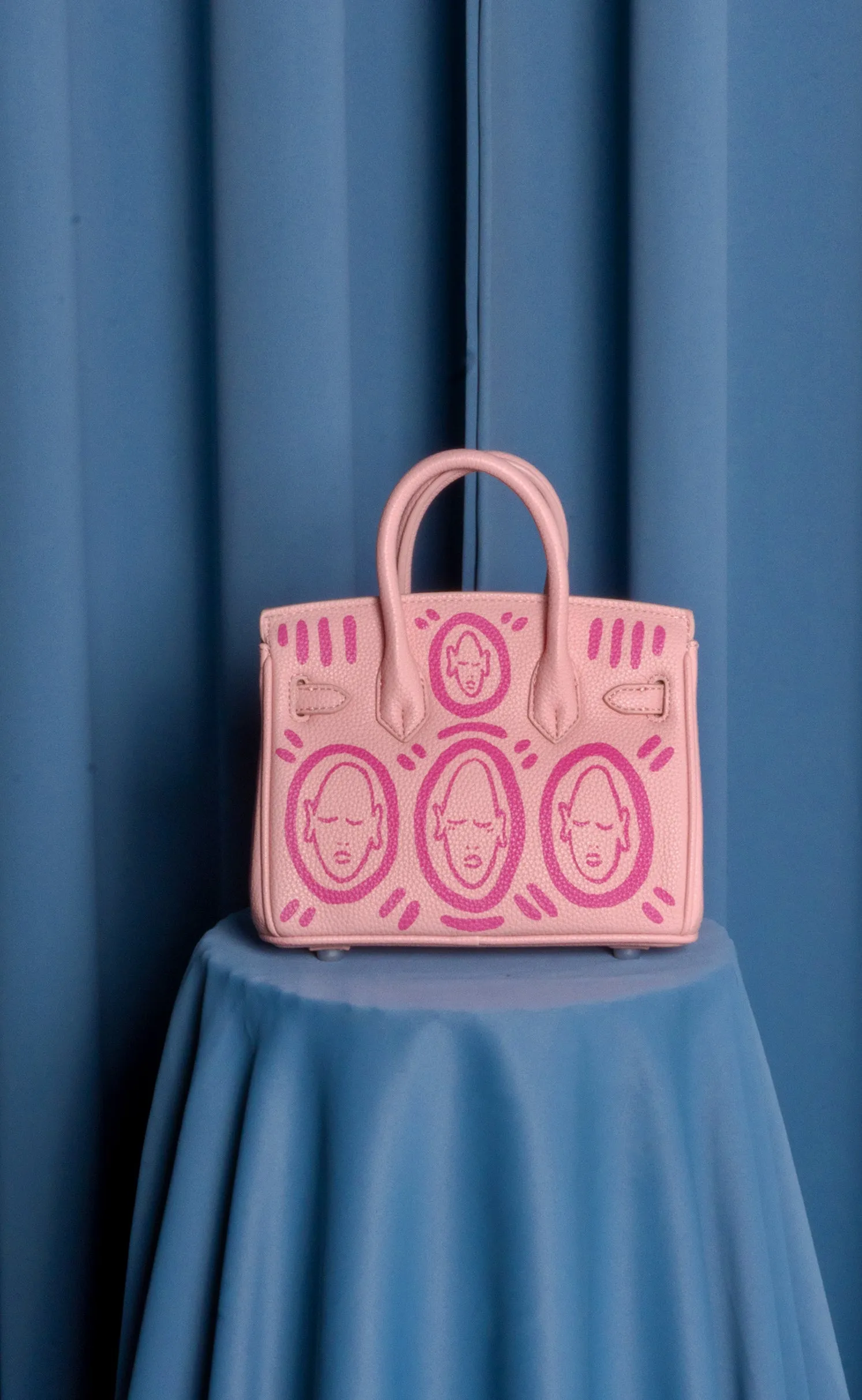 Small Painted Leather Tote, 8x4x6