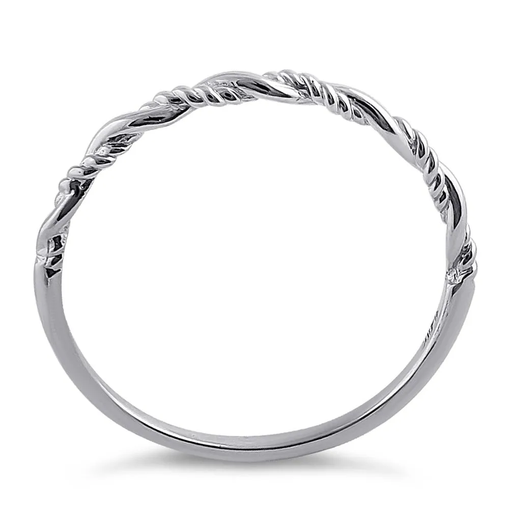 Solid 14K White Gold Simple Twist Ring