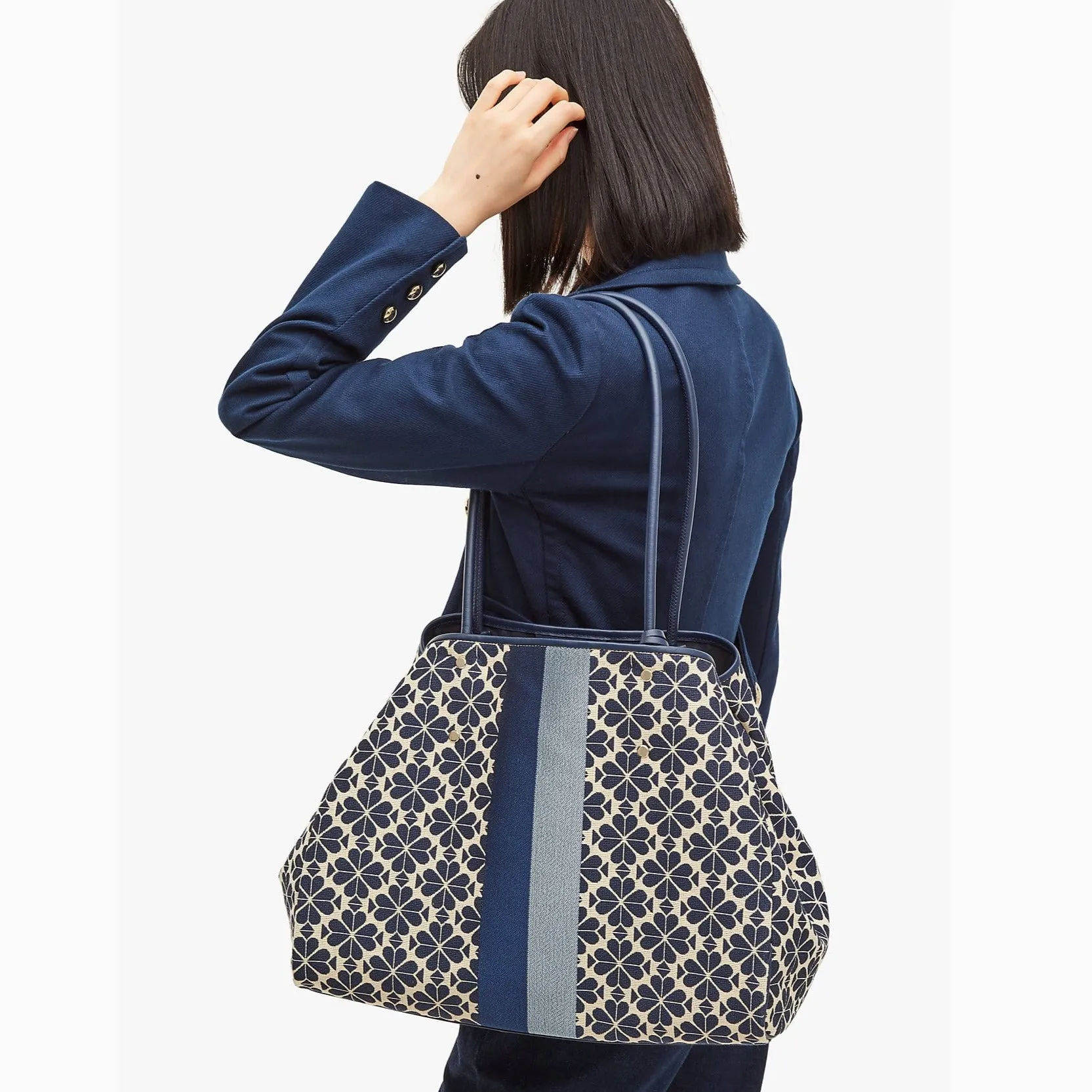 Spade Flower Jacquard Stripe Everything Large Tote