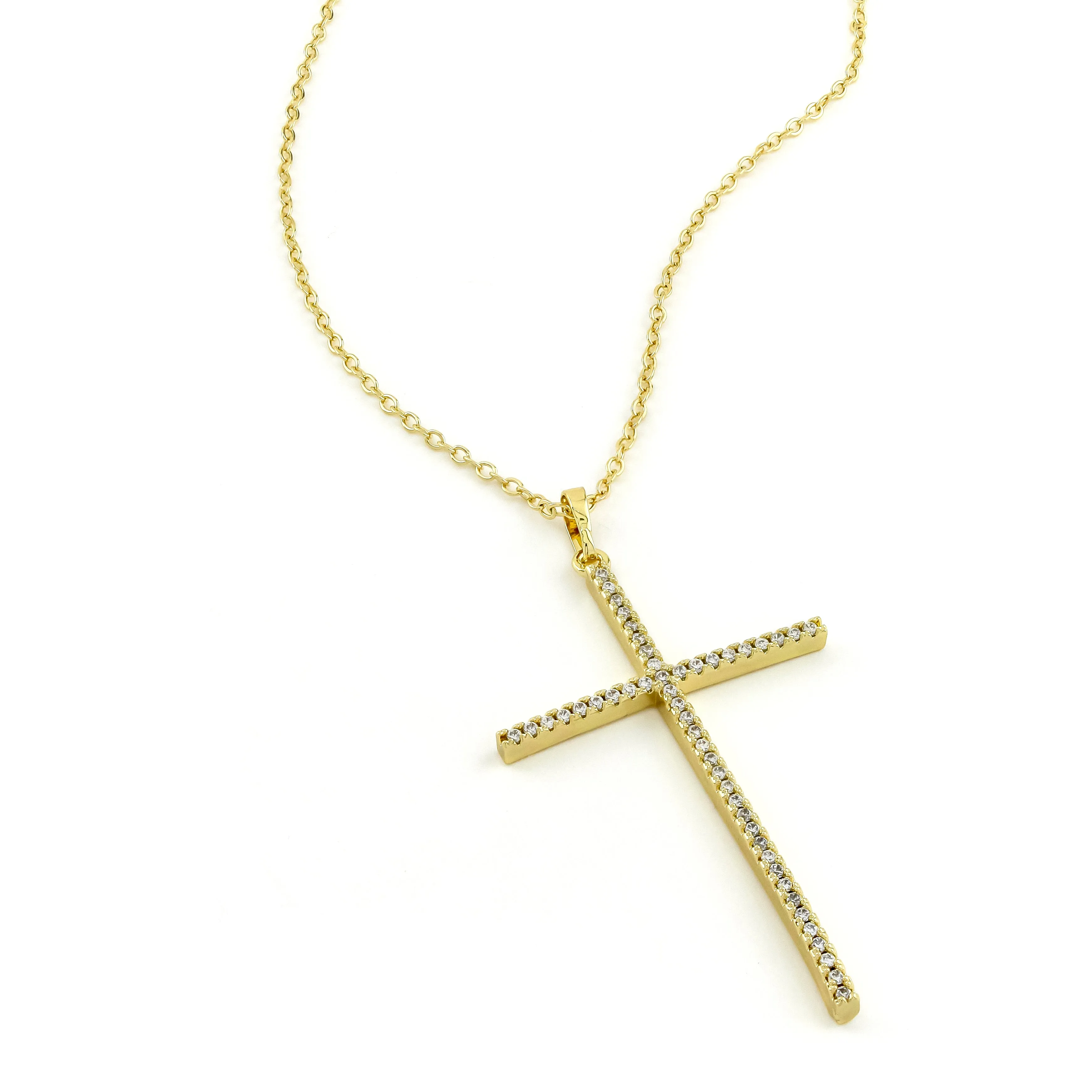 Sparkle Cross Gold Necklace
