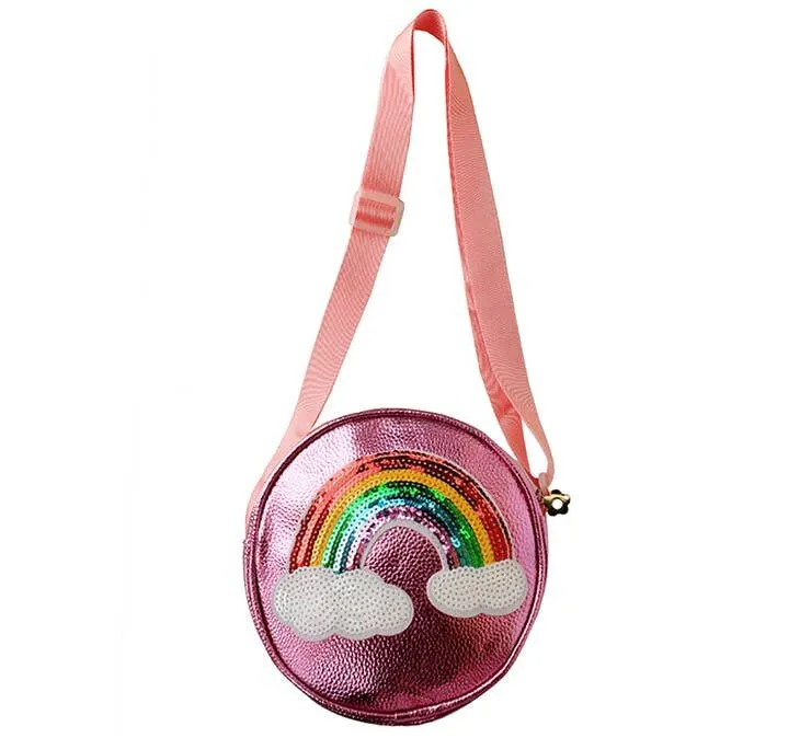 Sparkle Sisters Round Sequin Rainbow Purse - Pink