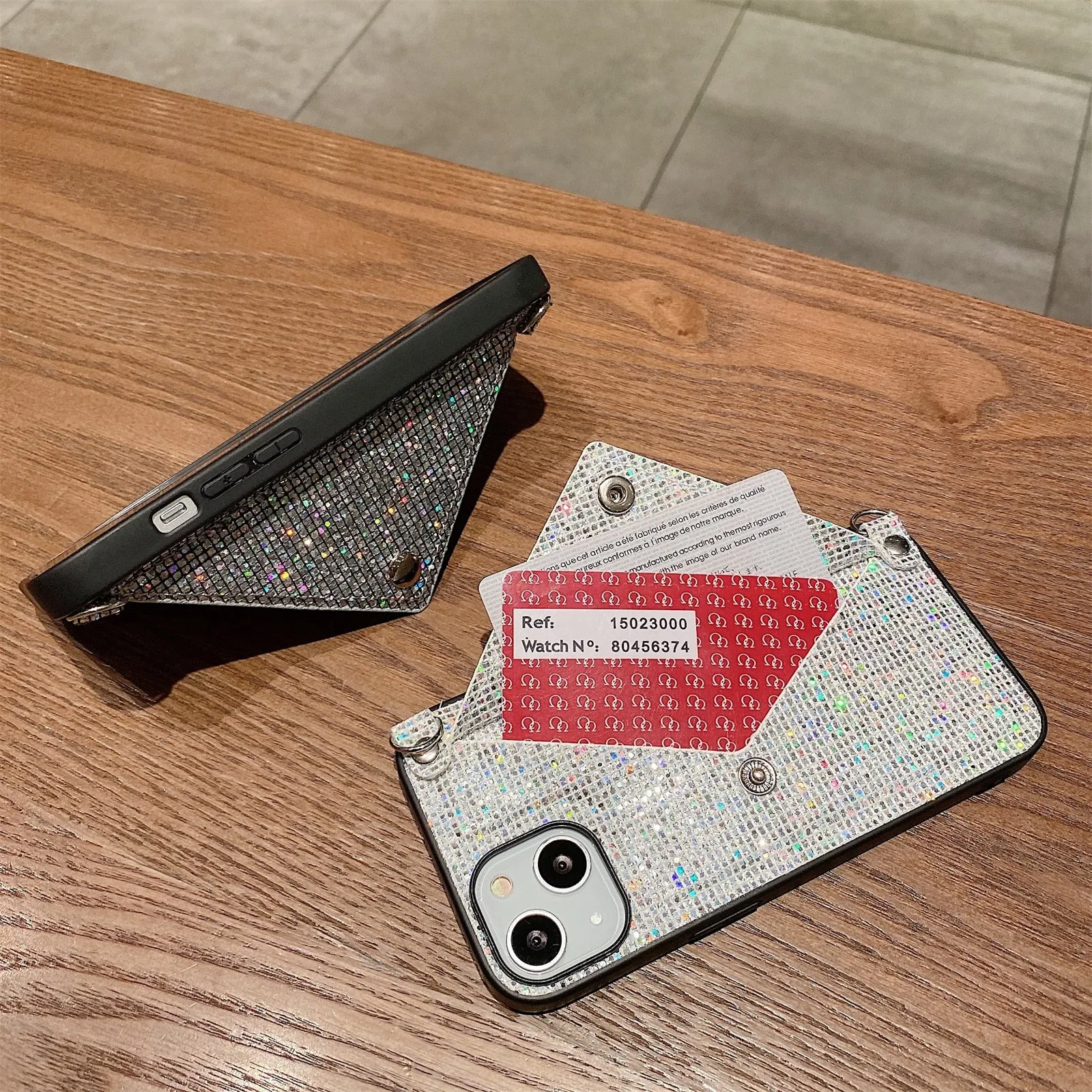 Sparkling Crossbody Card Holder Phone Case iPhone X To 13