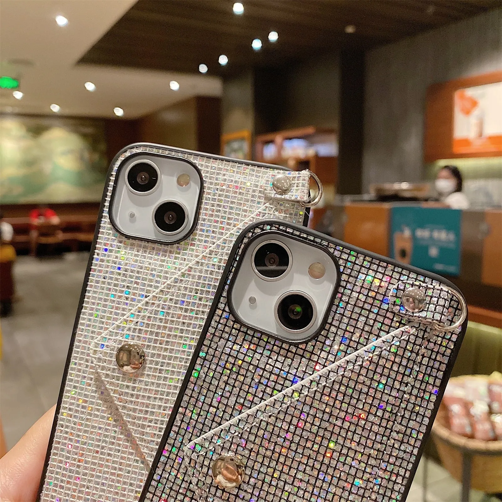 Sparkling Crossbody Card Holder Phone Case iPhone X To 13