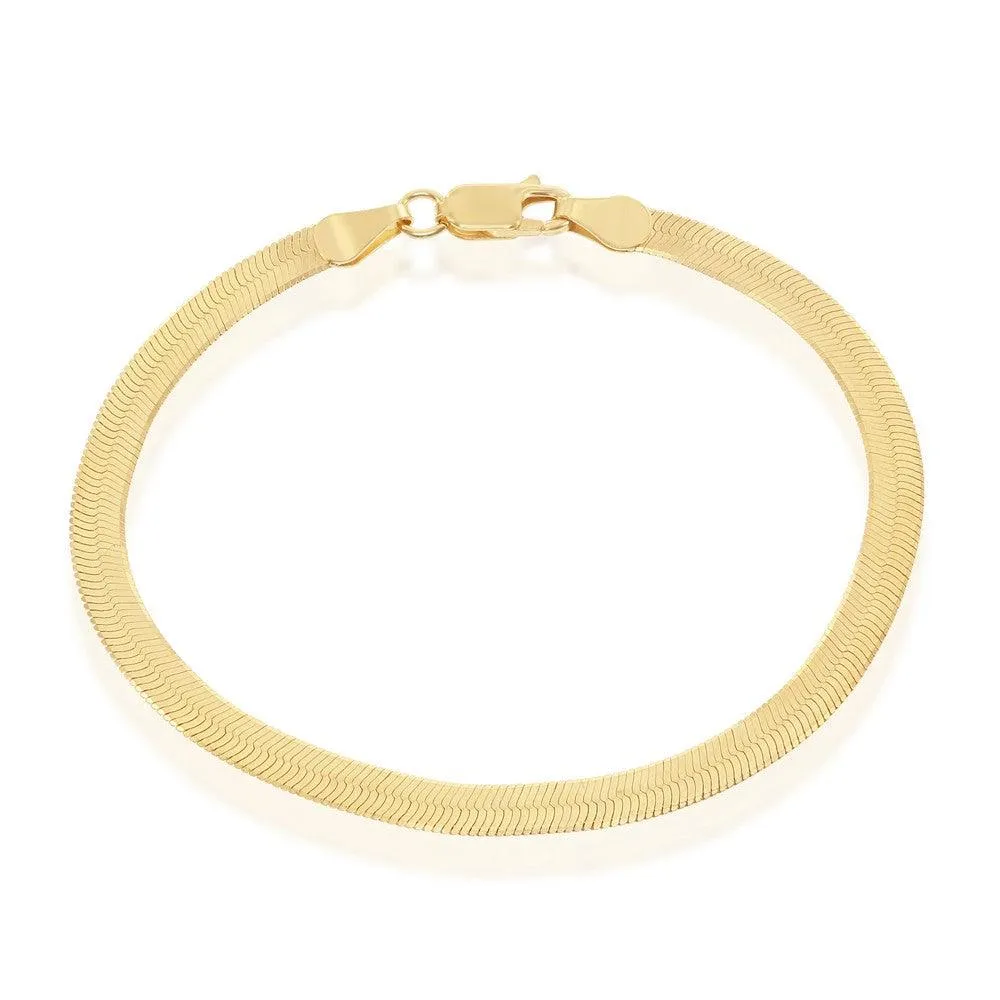 Sterling Silver 4mm Herringbone Chain - Gold Plated
