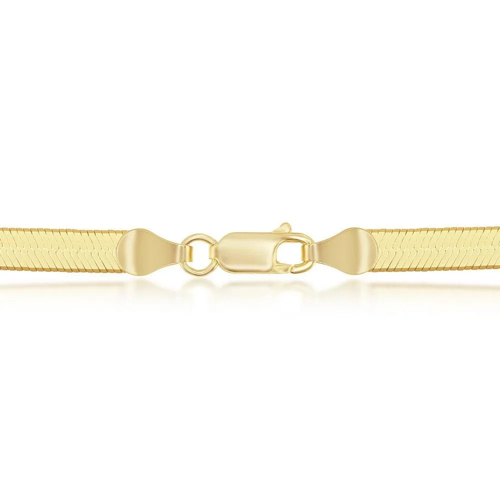 Sterling Silver 4mm Herringbone Chain - Gold Plated