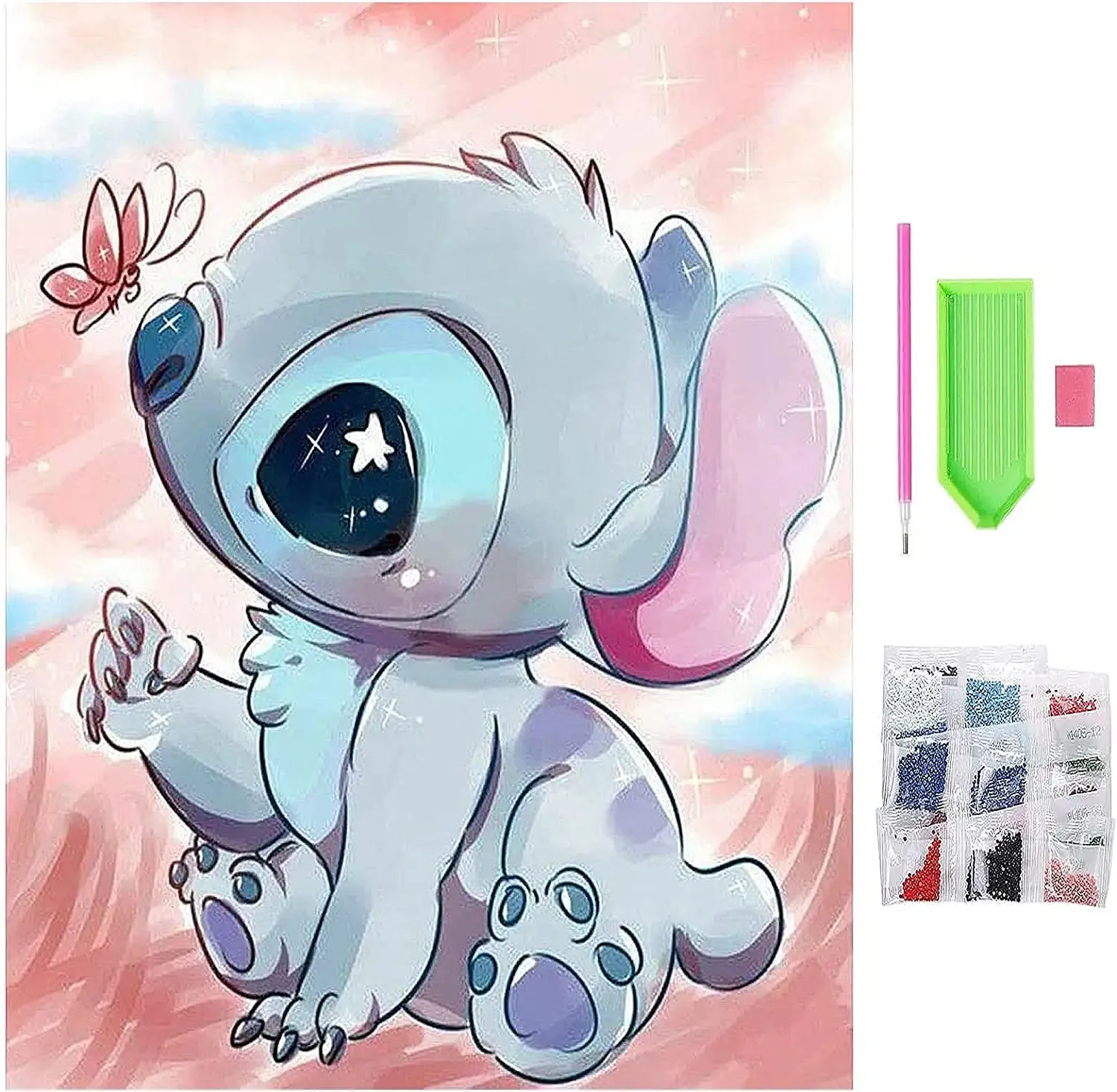 Stitch Diamond Painting Kits for Adults and Kids Canvas size : 12 x 16 inch 5D DIY Diamond Art Kits Round Full Drill Paint with Diamonds Crystal Rhinestone Cross Stitch