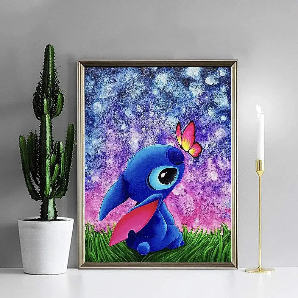 Stitch Diamond Painting Kits for Adults and Kids Canvas size : 12 x 16 inch 5D DIY Diamond Art Kits Round Full Drill Paint with Diamonds Crystal Rhinestone Cross Stitch