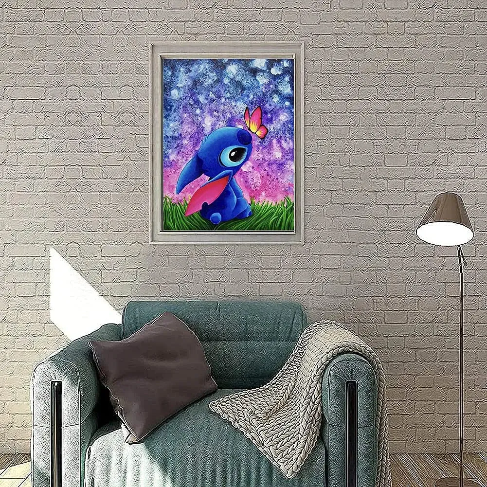 Stitch Diamond Painting Kits for Adults and Kids Canvas size : 12 x 16 inch 5D DIY Diamond Art Kits Round Full Drill Paint with Diamonds Crystal Rhinestone Cross Stitch