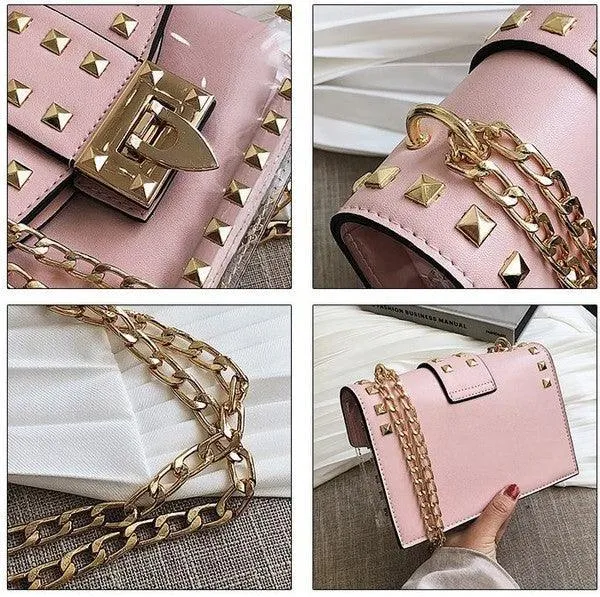 Studded clear handbag