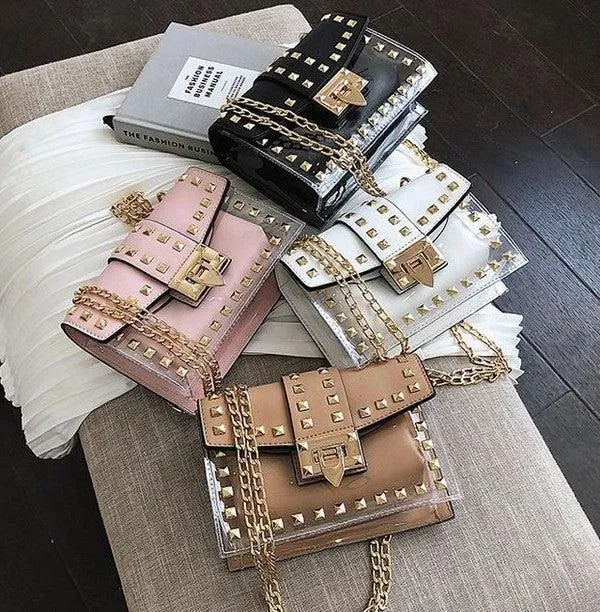 Studded clear handbag