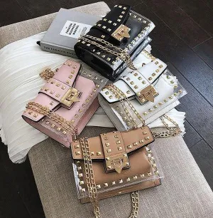 Studded clear handbag