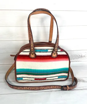 Summer Serape Wool and Leather Handle Handbag