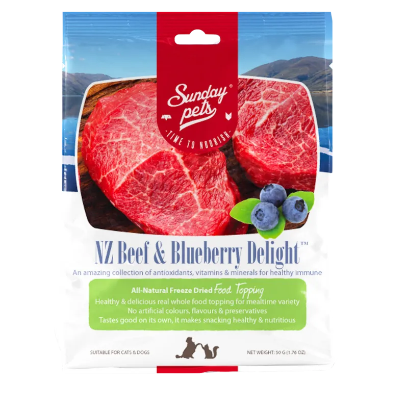 Sunday Pets - NZ Beef & Blueberry Delight FD Treats - 1.76oz