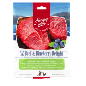 Sunday Pets - NZ Beef & Blueberry Delight FD Treats - 1.76oz