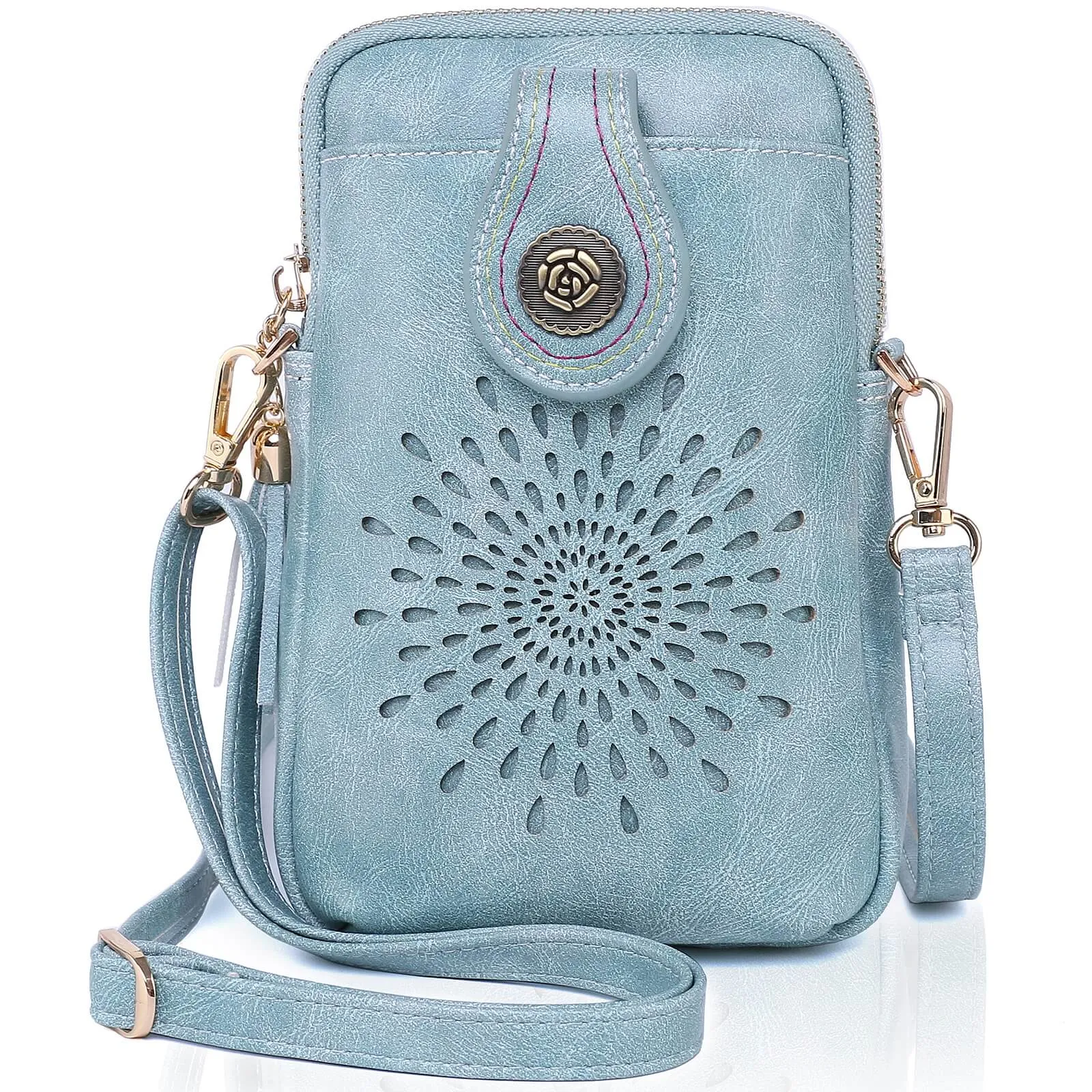 Sunflower Design Small phone Shoulder CrossBody Bag-Blue