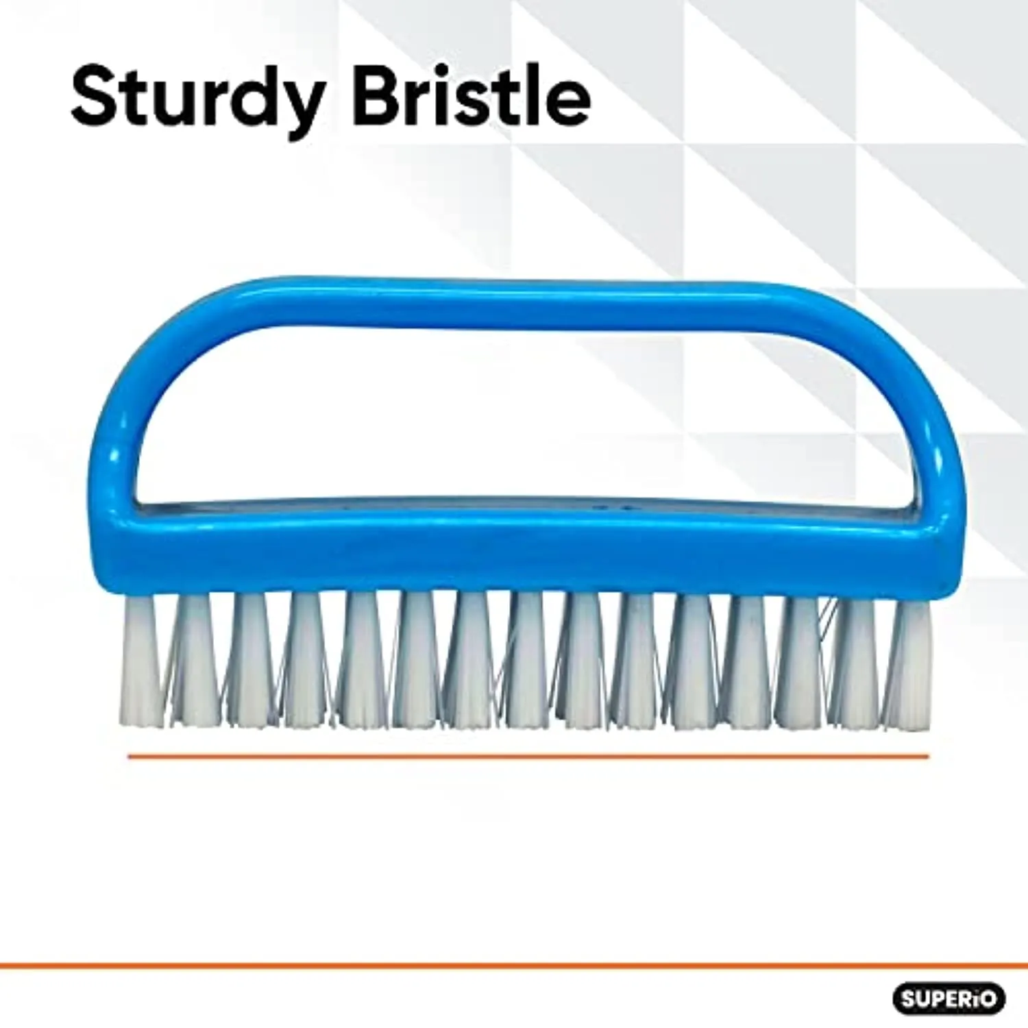 Superio Stiff Nail Brush Cleaner with Handle 3 Pack, Durable Scrub Brush, Clean Toes, Fingernails- Hand Scrubber- All-Purpose Cleaning Brush for Home, Kitchen, Work- Stiff Bristles, Easy to Use