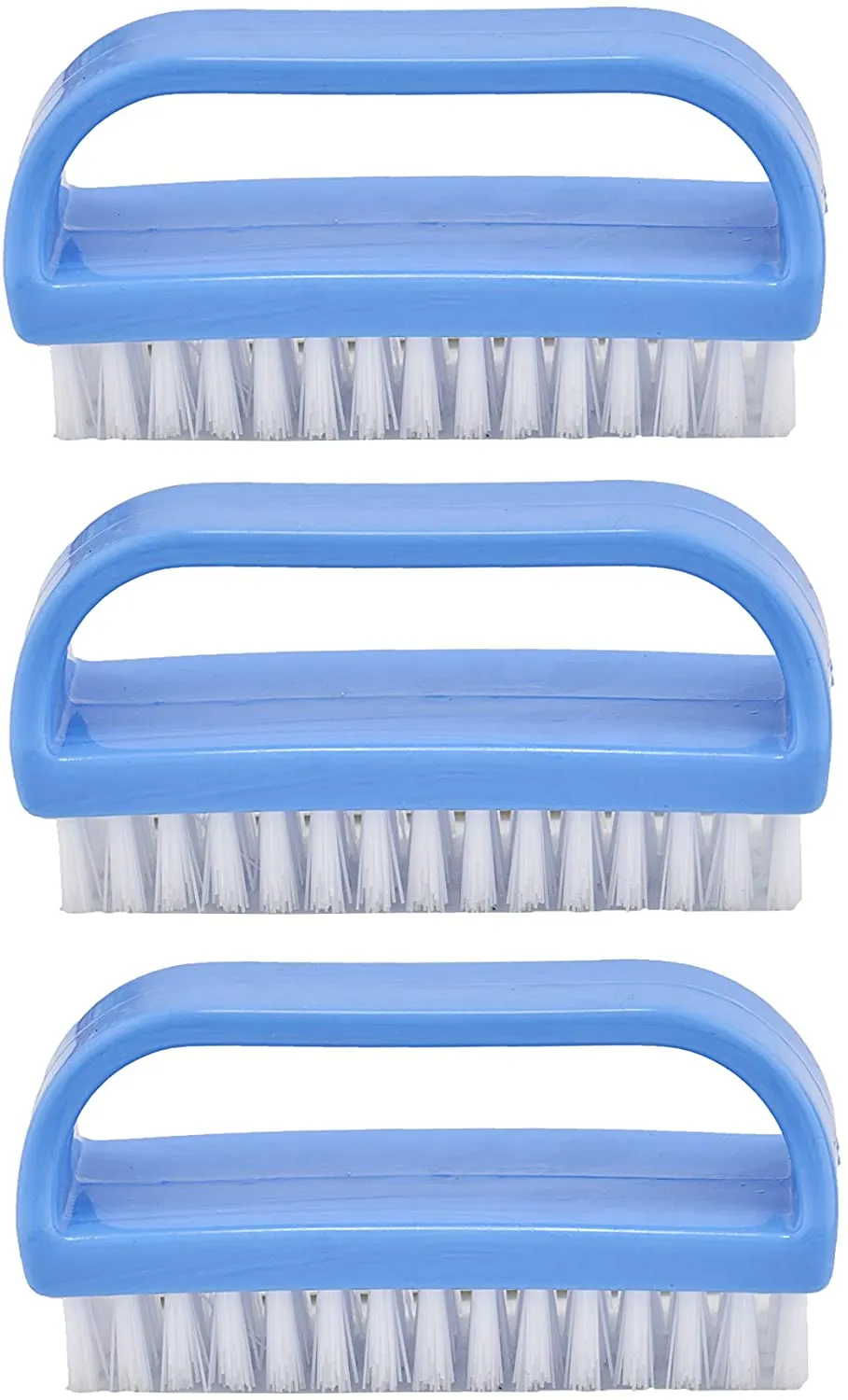 Superio Stiff Nail Brush Cleaner with Handle 3 Pack, Durable Scrub Brush, Clean Toes, Fingernails- Hand Scrubber- All-Purpose Cleaning Brush for Home, Kitchen, Work- Stiff Bristles, Easy to Use