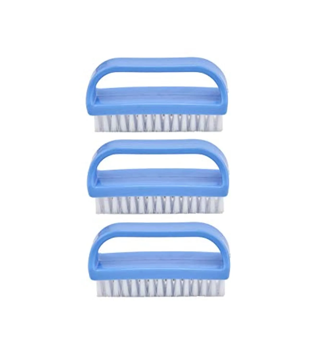 Superio Stiff Nail Brush Cleaner with Handle 3 Pack, Durable Scrub Brush, Clean Toes, Fingernails- Hand Scrubber- All-Purpose Cleaning Brush for Home, Kitchen, Work- Stiff Bristles, Easy to Use