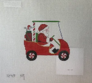 Susan Roberts  Needlepoint Designs 1249 Golf Cart Santa