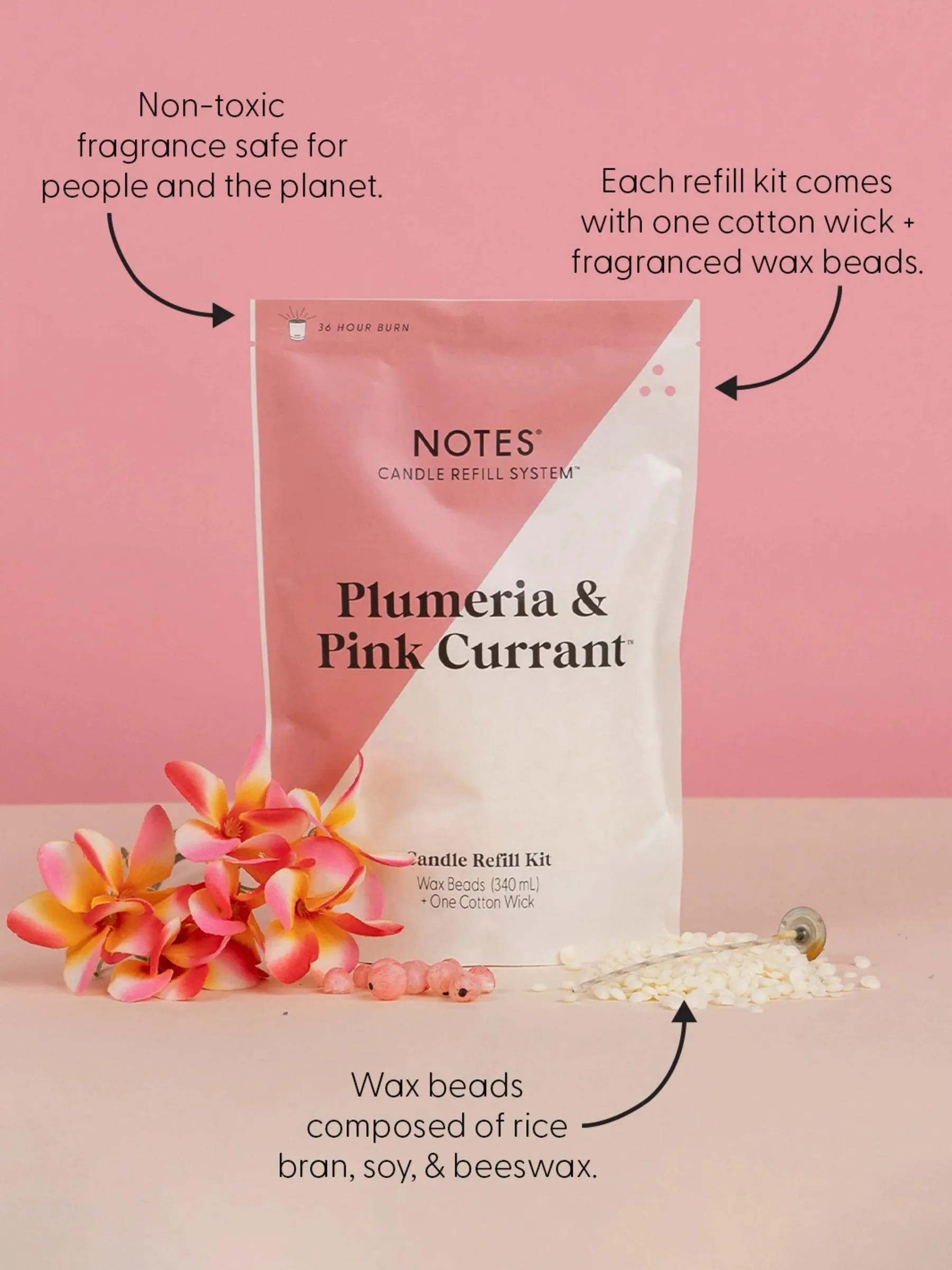 Sustainable Candle Refill Kit - NOTES Plumeria & Pink Currant