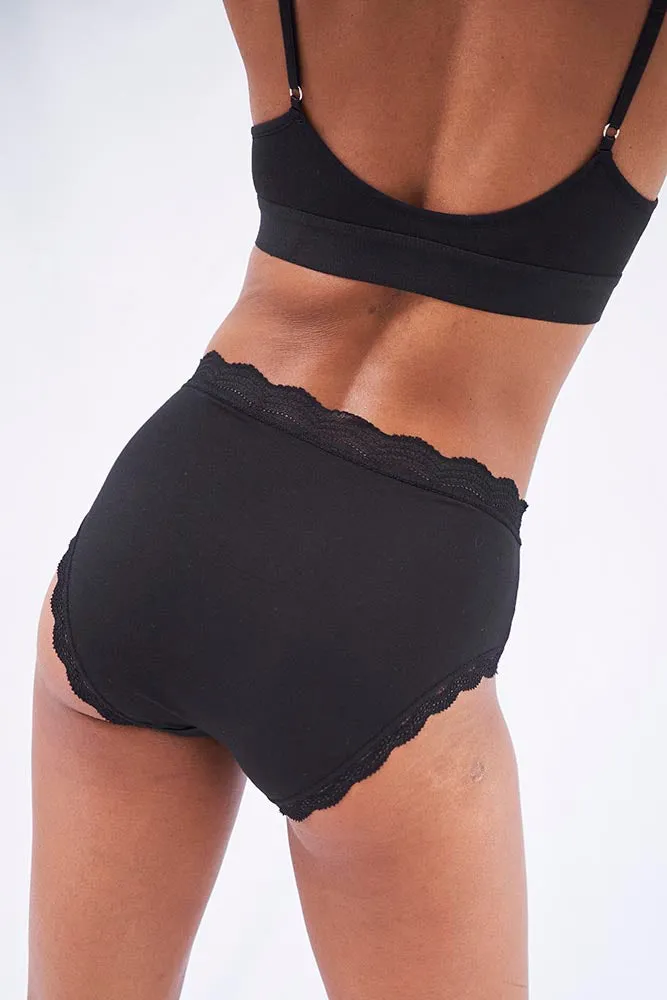Sustainable High Rise Lace Edge Knicker - Four Pack