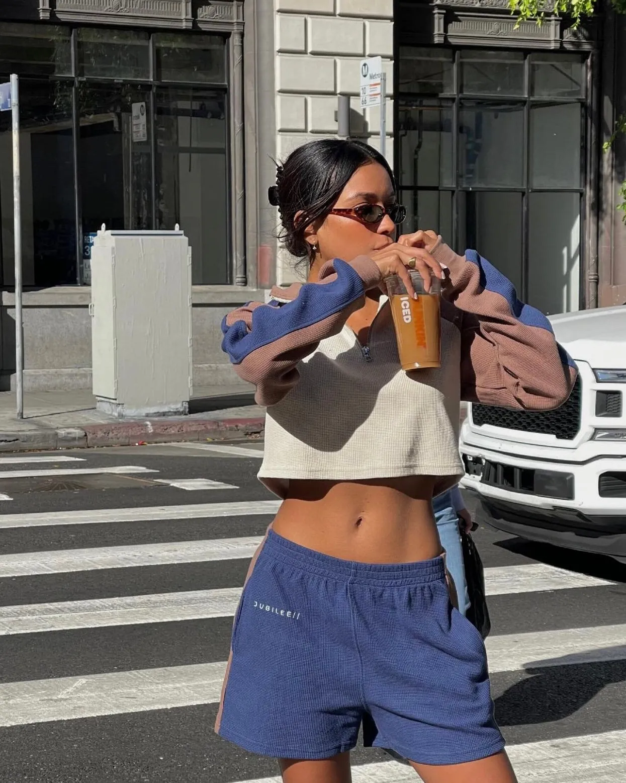 Sustainable Micro Waffle 90s Cropped Pullover