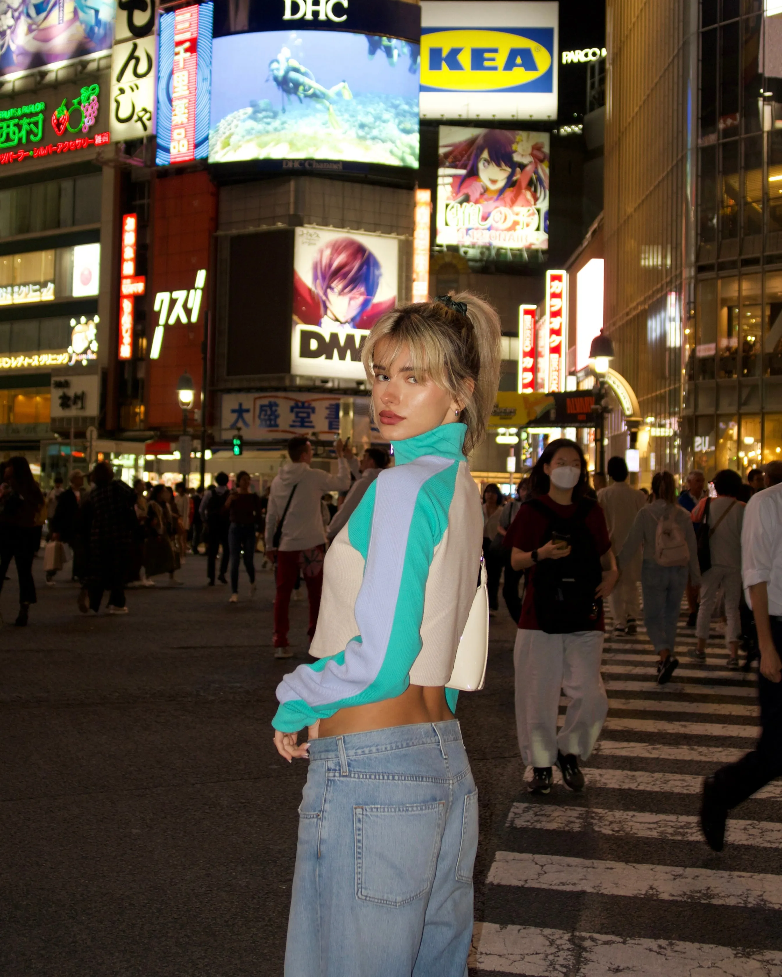 Sustainable Micro Waffle 90s Cropped Pullover