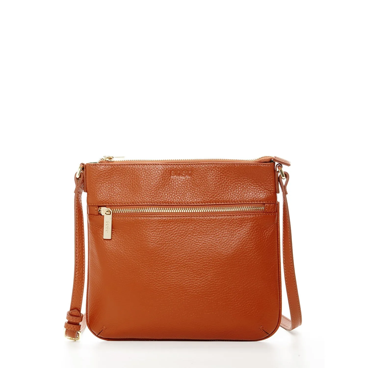 SUSU Brown Leather Crossbody Bag