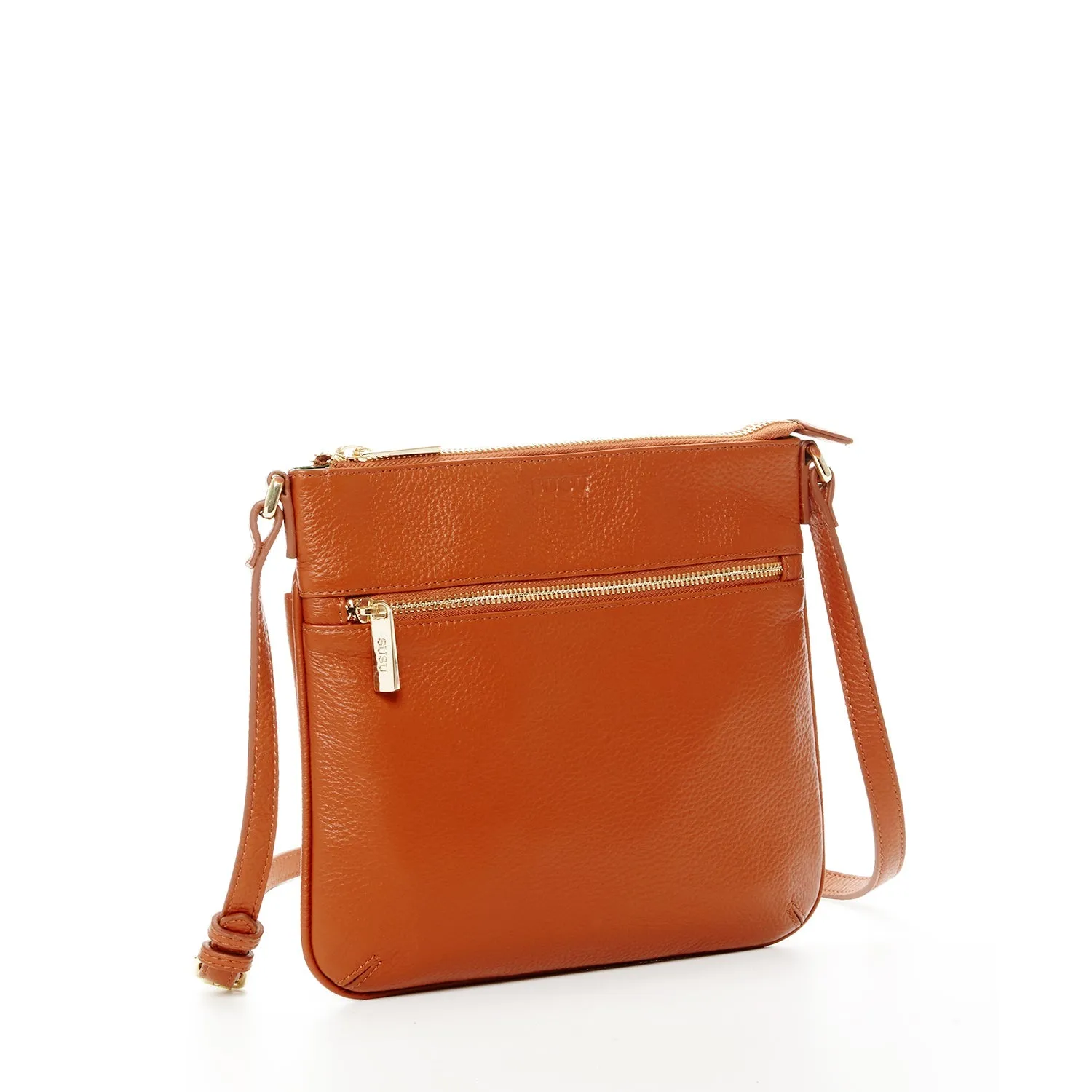 SUSU Brown Leather Crossbody Bag