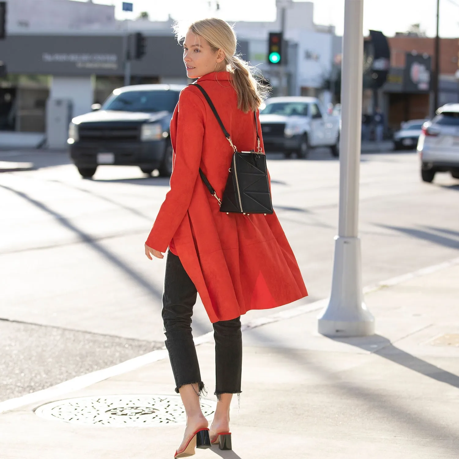 SUSU The Heidi Black Leather Backpack Purse