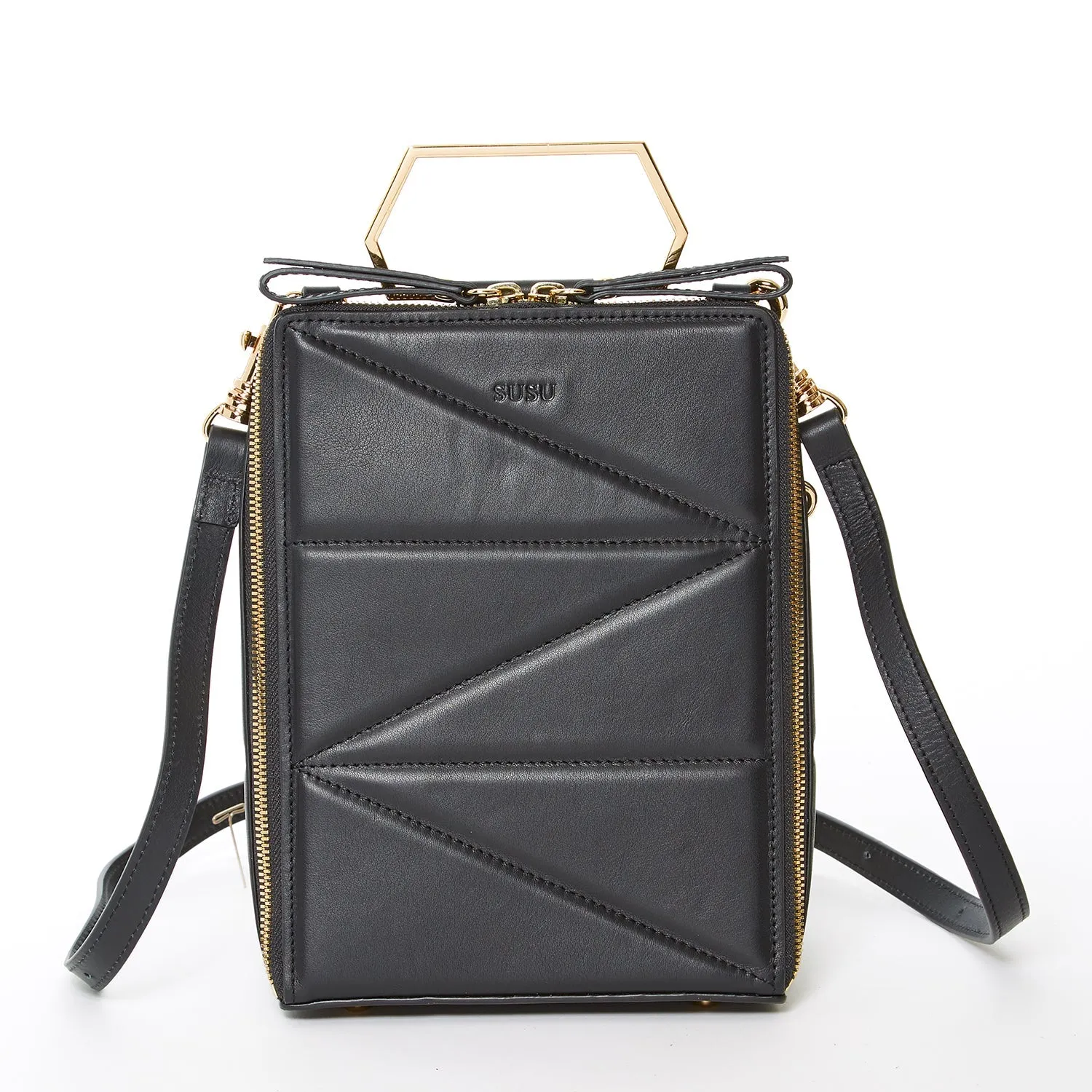 SUSU The Heidi Black Leather Backpack Purse