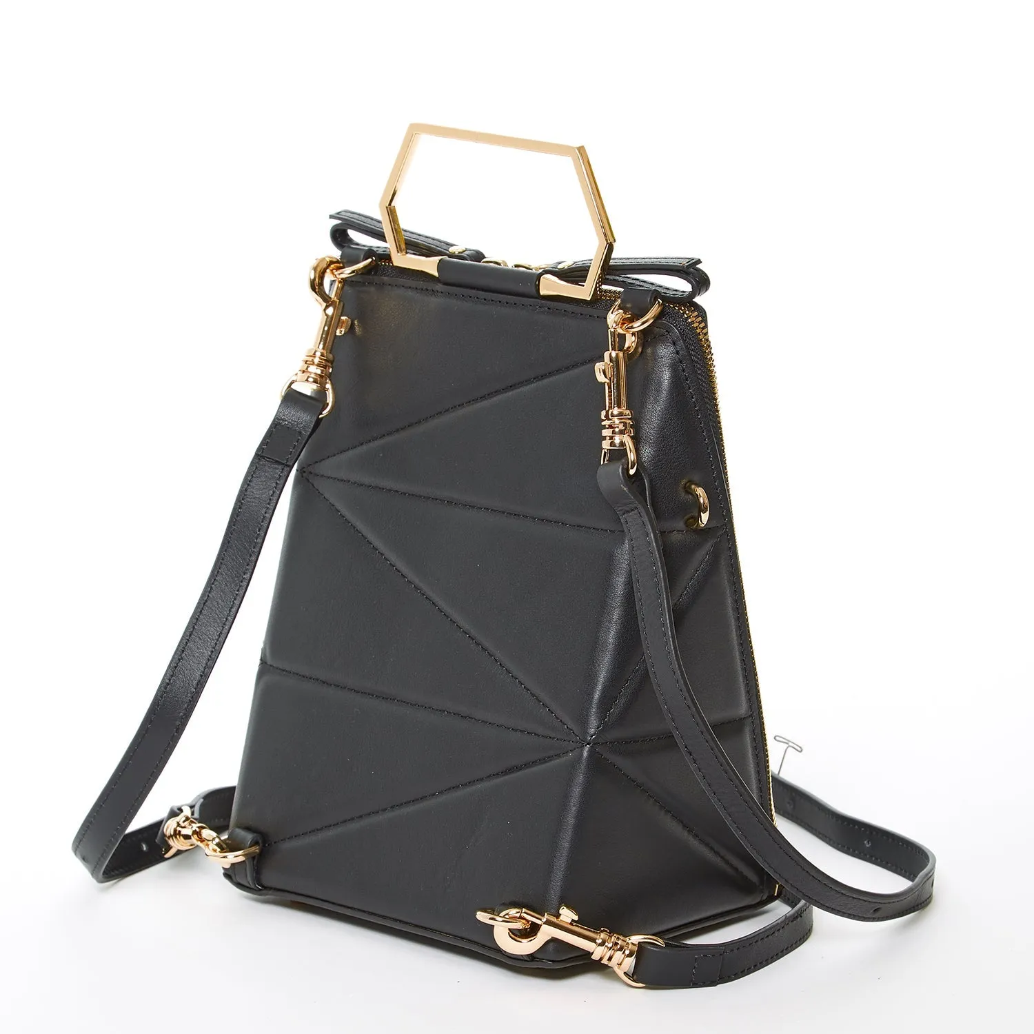 SUSU The Heidi Black Leather Backpack Purse